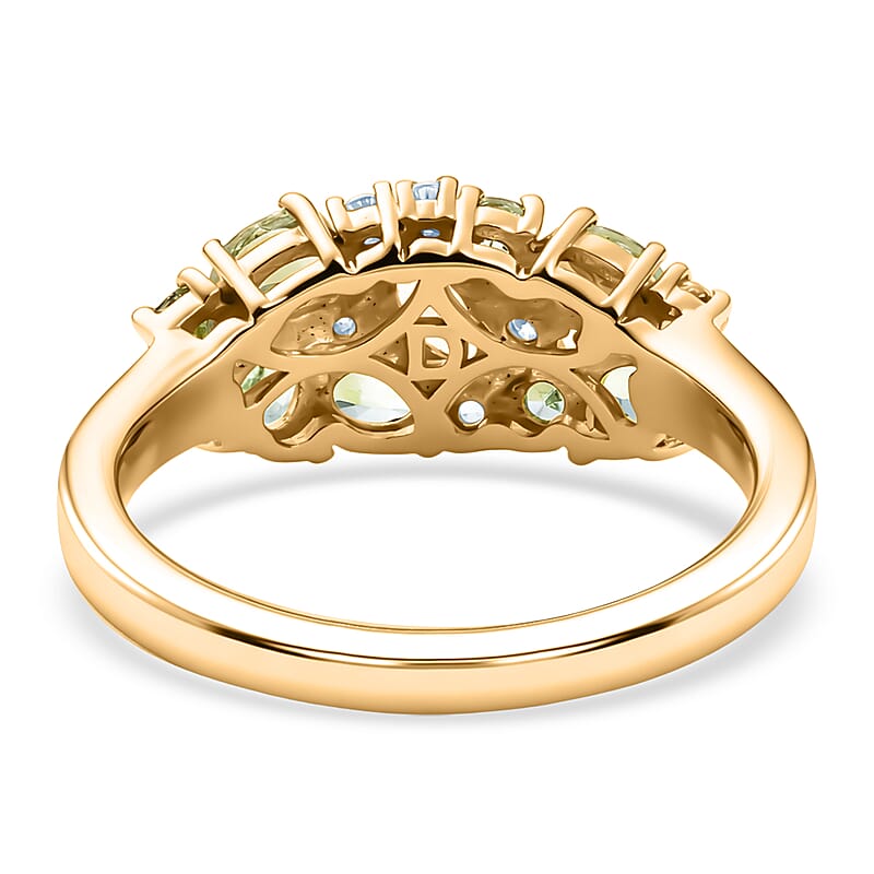 D'Joy Premium Tanzanian Mint Garnet and Moissanite 1.70 ctw Nature Cluster Ring in 18K Vermeil Yellow Gold Over Sterling Silver (Size 6.0)