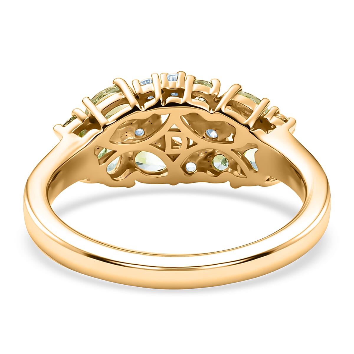 D'Joy Premium Tanzanian Mint Garnet and Moissanite 1.70 ctw Nature Cluster Ring in 18K Vermeil Yellow Gold Over Sterling Silver (Size 7.0) image number 4