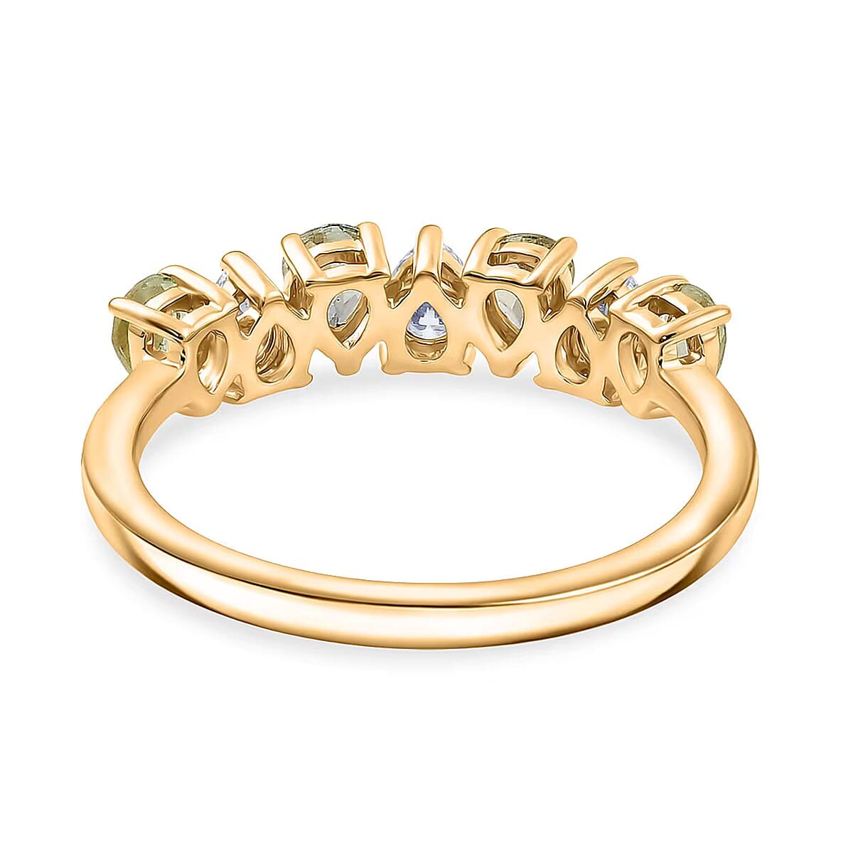 D'Joy Premium Tanzanian Mint Garnet and Moissanite 1.10 ctw Pear Band Ring in 18K Vermeil Yellow Gold Over Sterling Silver (Size 10.0) image number 6