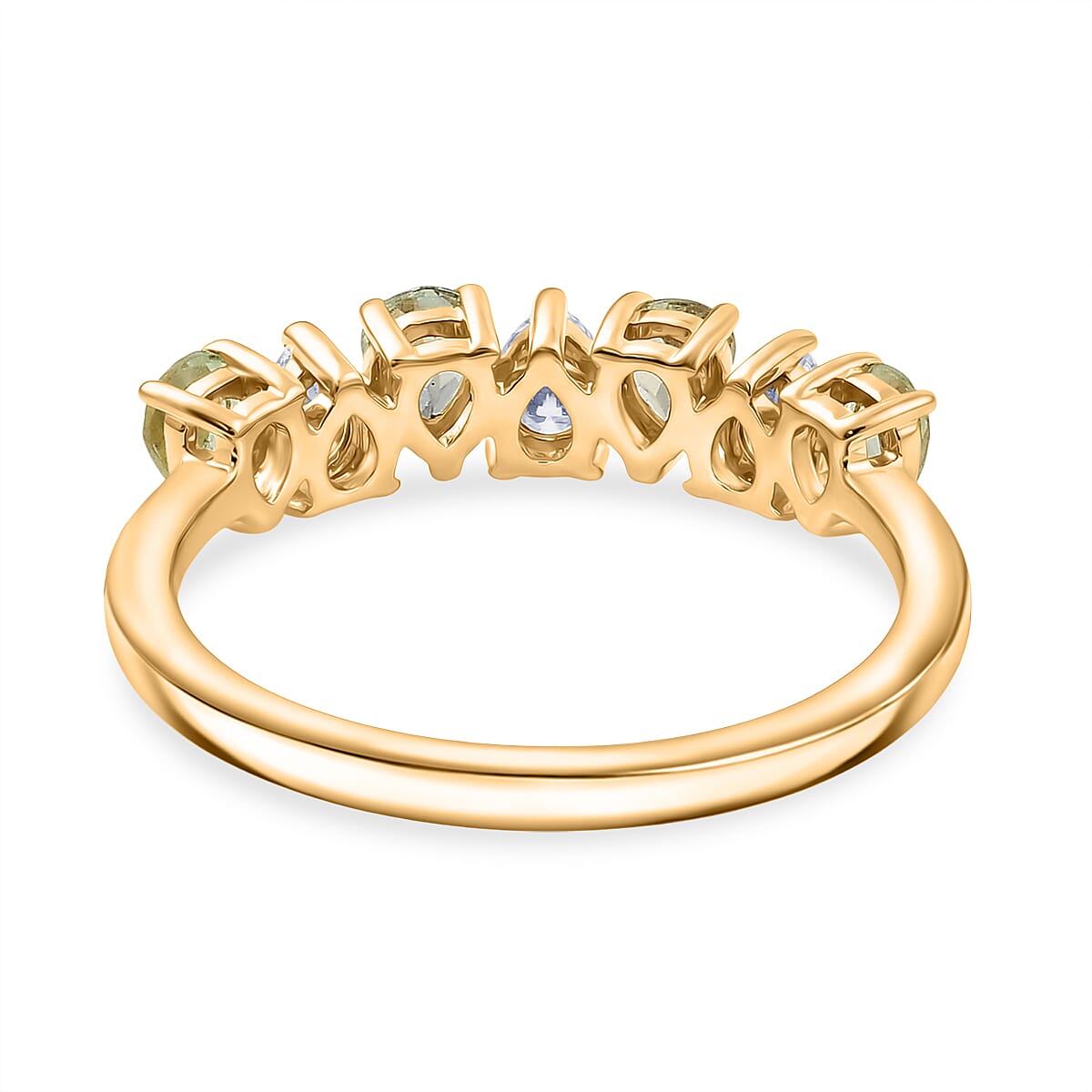 D'Joy Premium Tanzanian Mint Garnet and Moissanite 1.10 ctw Pear Band Ring in 18K Vermeil Yellow Gold Over Sterling Silver (Size 5.0) image number 4
