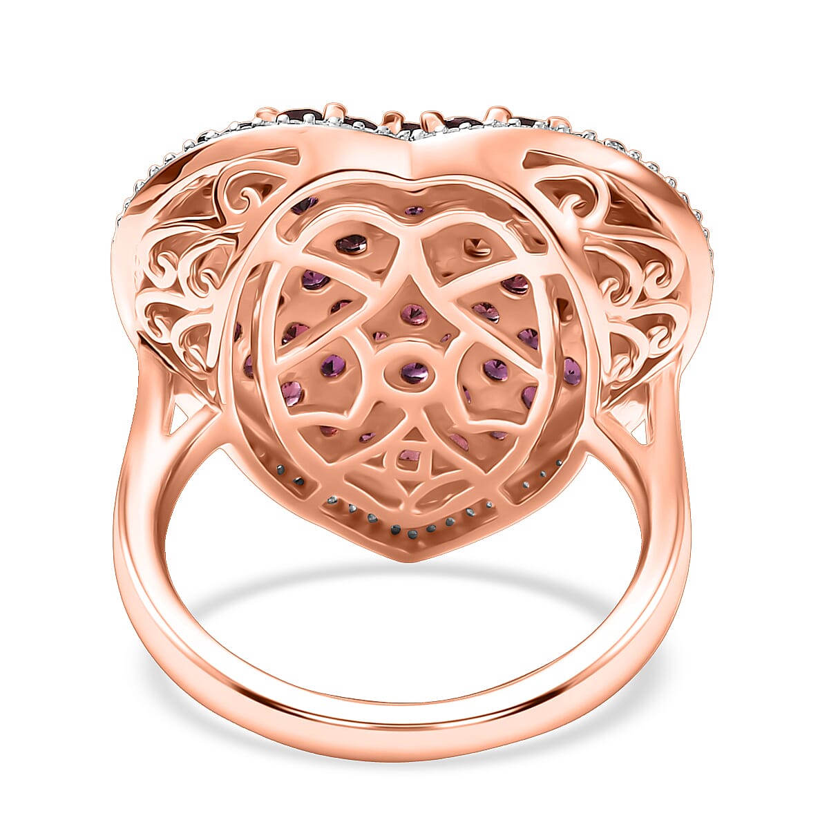 D'Joy Premium Anthill Garnet and Moissanite 3.50 ctw Heart Ring in 18K Vermeil Rose Gold Over Sterling Silver (Size 10.0) (Del. in 5-7 Days)  image number 4