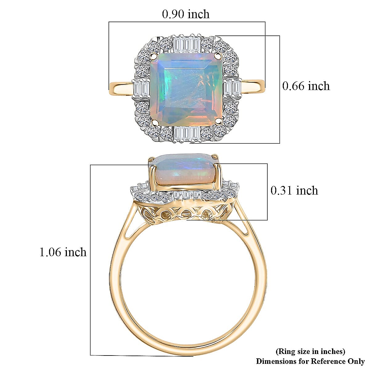 Doorbuster Certified & Appraised AAA Ethiopian Welo Opal and Luxuriant Diamond G-H SI 3.30 ctw Ring in 10K Yellow Gold (Size 7.5) image number 4