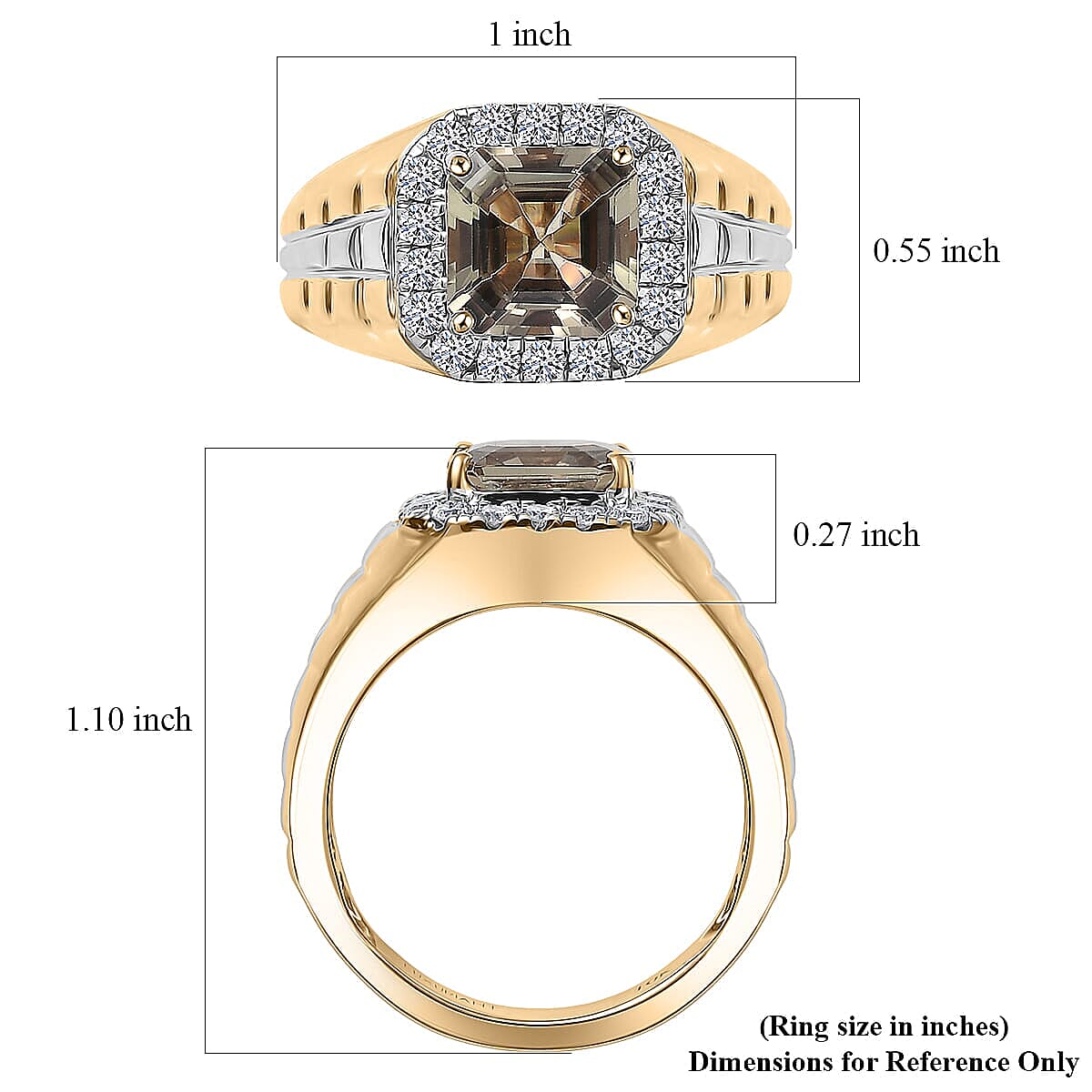 Certified and Appraised AAA Turkizite, Lab Grown Diamond Art Deco Men's Ring in 10K Yellow and White Gold 3.20 ctw (Size 8.5)
