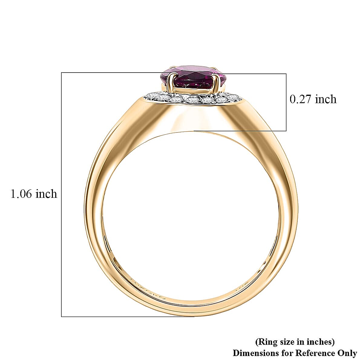 Certified Luxoro AAA Radiant Ember Garnet, Diamond Men's Ring in 10K Yellow Gold 2.49 ctw (Size 8.5) image number 5