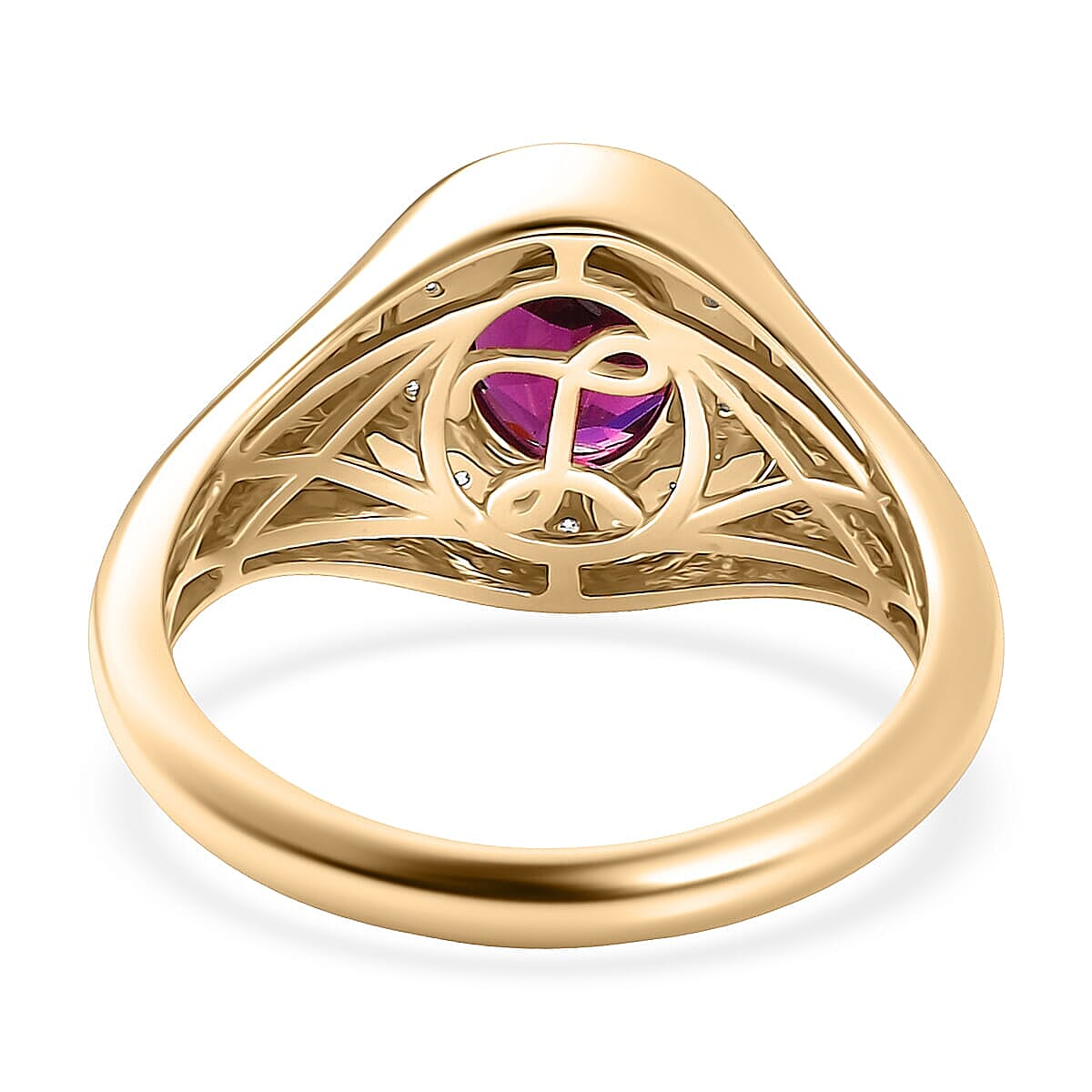 Doorbuster Certified & Appraised Luxoro AAA Radiant Ember Garnet and G-H I2 Diamond 2.49 ctw Men's Ring in 10K Yellow Gold (Size 11.5) 5 Grams image number 2