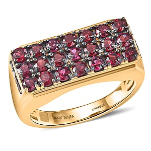 D'Joy Premium Anthill Garnet 2.50 ctw Men's Ring in 18K Vermeil Yellow Gold Over Sterling Silver (Size 10.0)