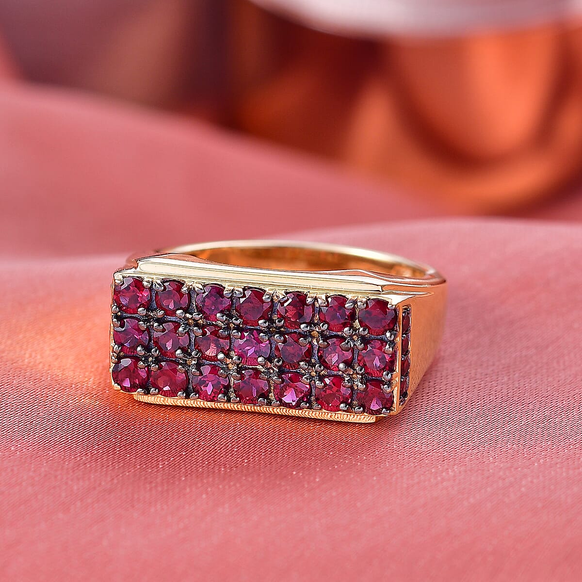 D'Joy Premium Anthill Garnet Men's Ring in 18K Vermeil YG Over Sterling Silver (Size 10.0) 2.50 ctw image number 1