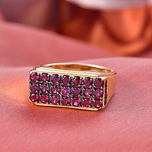 D'Joy Premium Anthill Garnet 2.50 ctw Men's Ring in 18K Vermeil Yellow Gold Over Sterling Silver (Size 10.0)