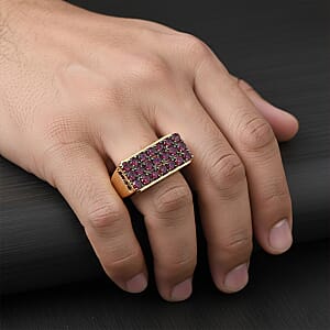 D'Joy Premium Anthill Garnet 2.50 ctw Men's Ring in 18K Vermeil Yellow Gold Over Sterling Silver (Size 10.0)