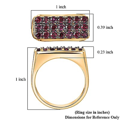 D'Joy Premium Anthill Garnet 2.50 ctw Men's Ring in 18K Vermeil Yellow Gold Over Sterling Silver (Size 10.0)