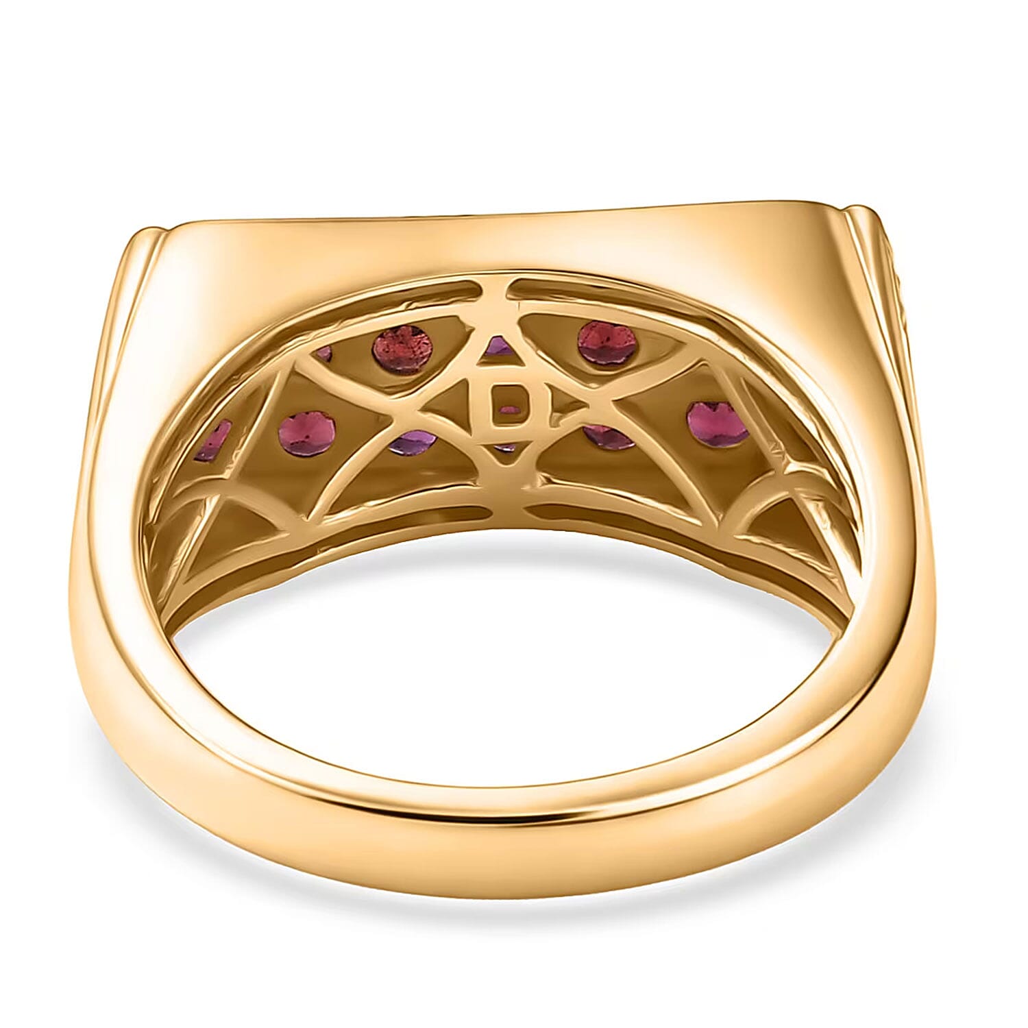 D'Joy Premium Anthill Garnet 2.50 ctw Men's Ring in 18K Vermeil Yellow Gold Over Sterling Silver (Size 10.0)
