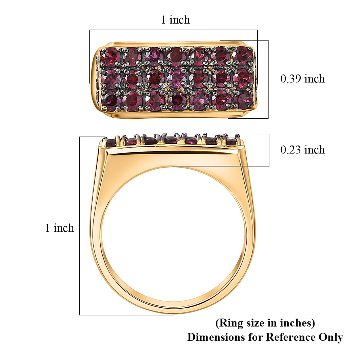 D'Joy Premium Anthill Garnet 2.50 ctw Men's Ring in 18K Vermeil Yellow Gold Over Sterling Silver (Size 12.0) image number 5