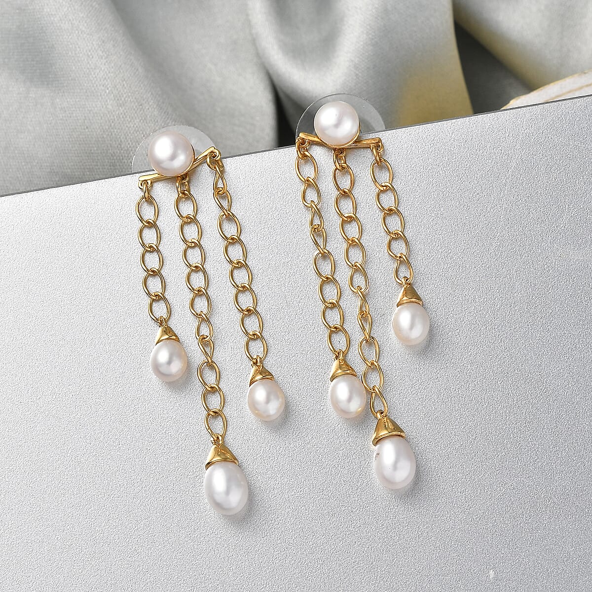 D'Joy Freshwater Pearl Earrings in 18K Vermeil Yellow Gold Over Sterling Silver image number 1
