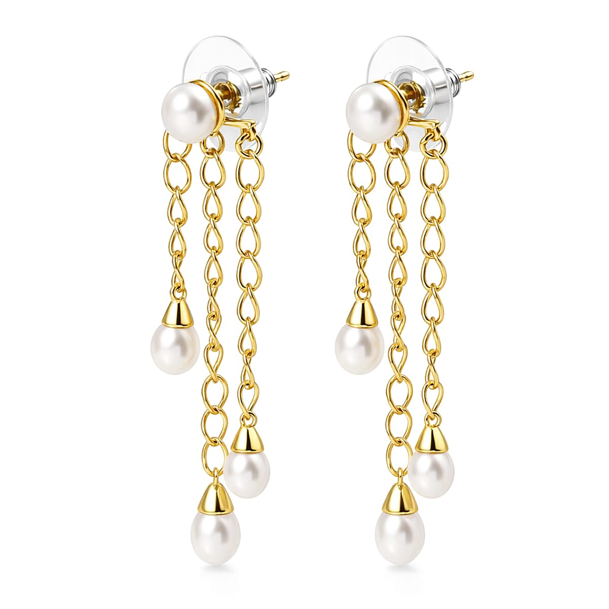 D'Joy Freshwater Pearl Earrings in 18K Vermeil Yellow Gold Over Sterling Silver image number 3