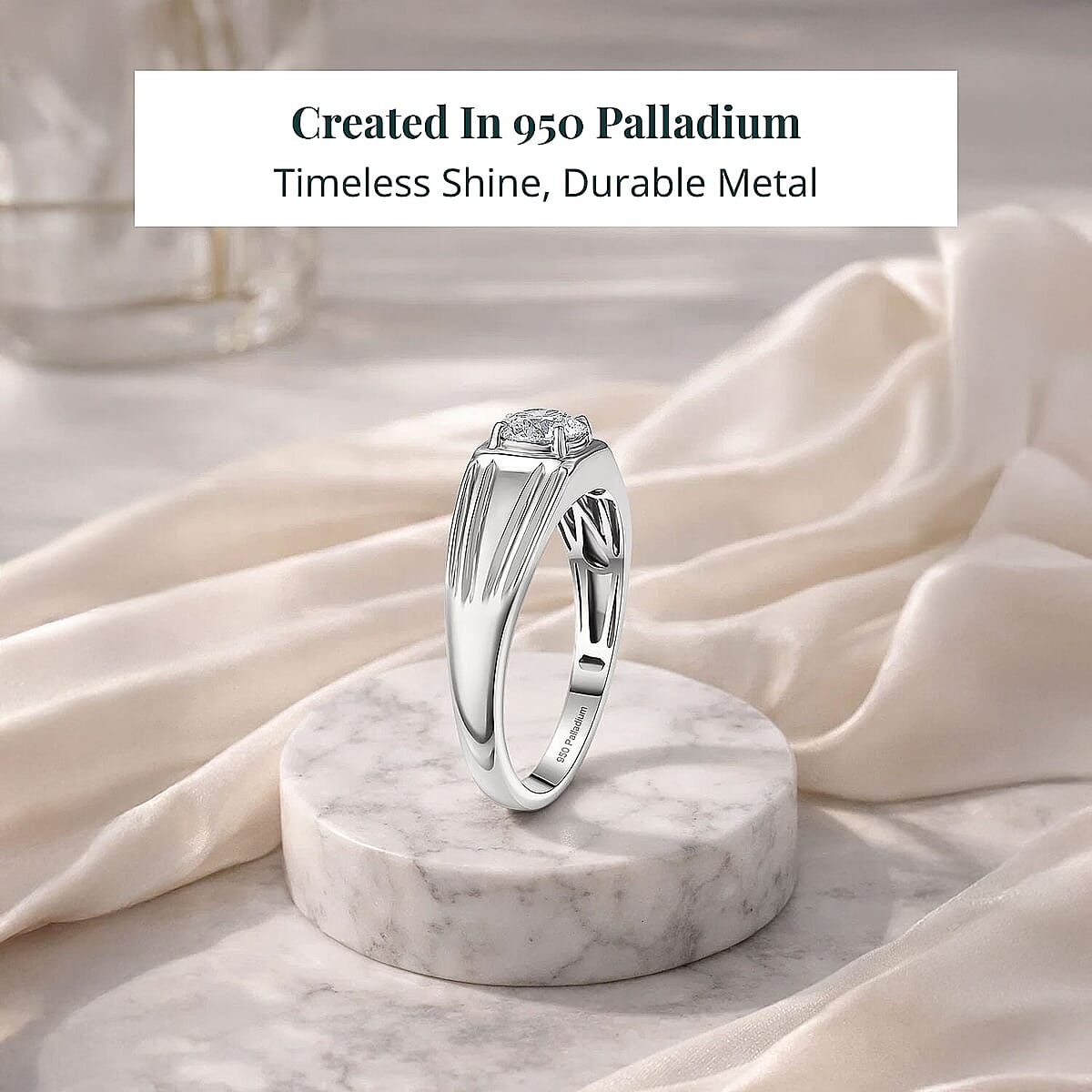 Luxuriant Lab Grown Diamond G-H SI 1.00 ctw  Men's Ring in 950 Palladium (Size 12.5) 4.70 Grams (Del. in 10-12 Days)  image number 1