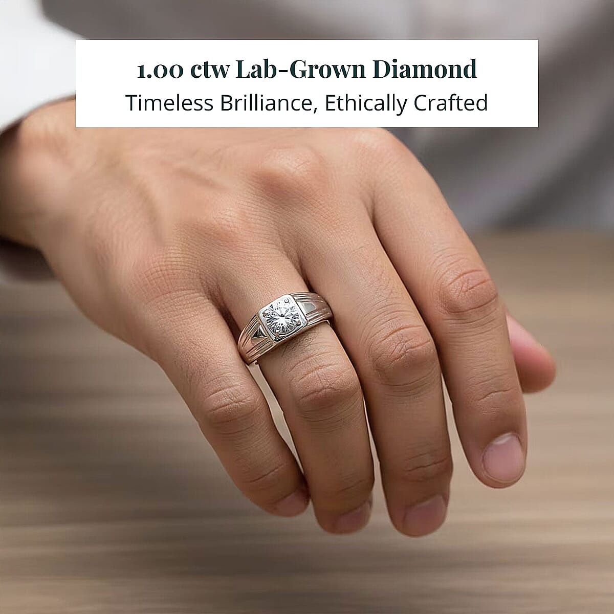 Luxuriant Lab Grown Diamond G-H SI 1.00 ctw  Men's Ring in 950 Palladium (Size 13.0) 4.70 Grams (Del. in 10-12 Days)  image number 1