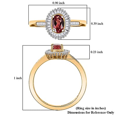 Luxoro Padparadscha Sapphire, Diamond Sunburst Ring in 10K Yellow Gold 0.90 ctw (Size 5.0)