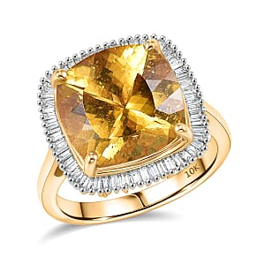 Luxoro 10K Yellow Gold Premium Golden Apatite, Diamond (G-H, I2) Ring (Size 6.0) 7.65 ctw