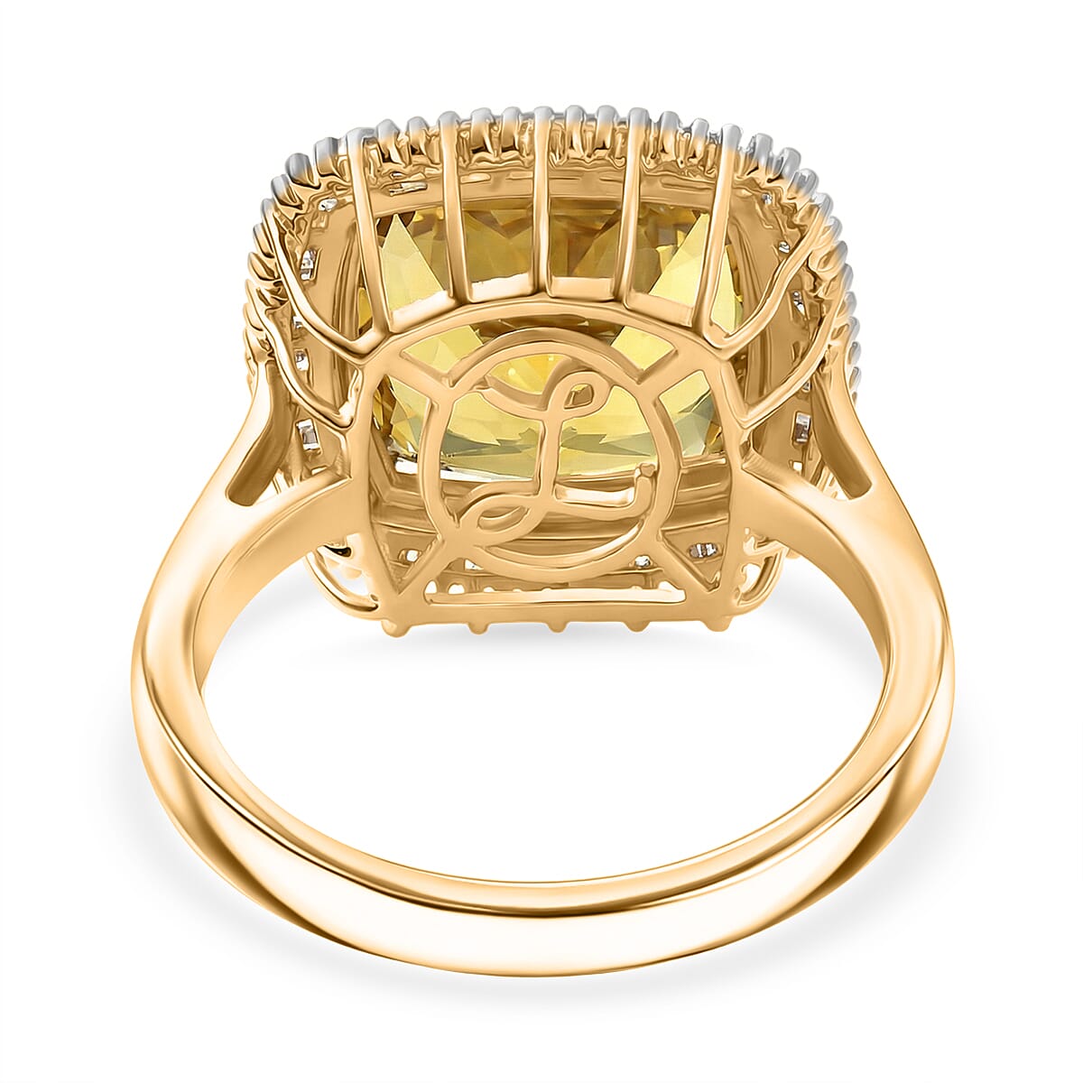 Luxoro 10K Yellow Gold Premium Golden Apatite, Diamond (G-H, I2) Ring (Size 6.0) 7.65 ctw image number 4