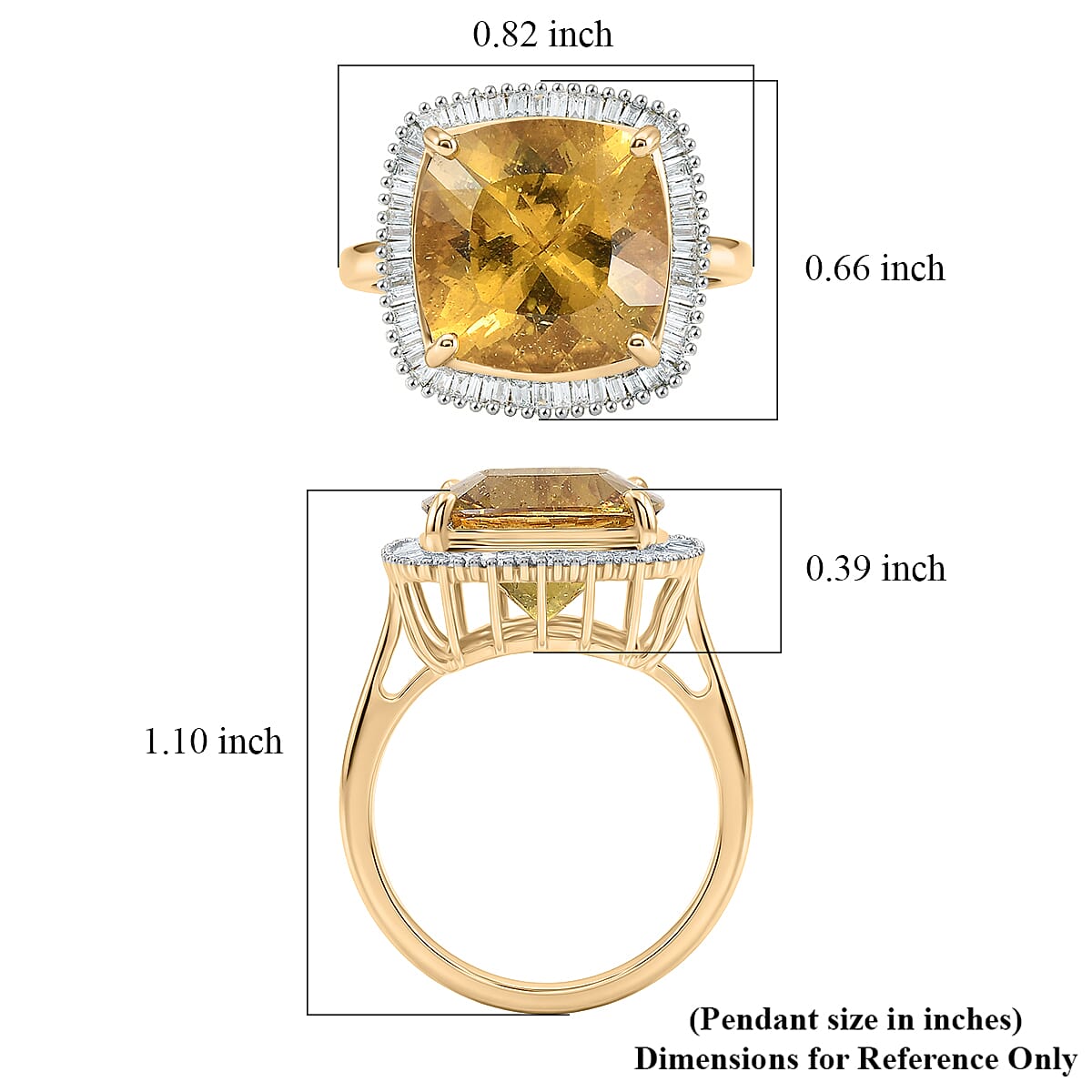 Luxoro 10K Yellow Gold Premium Golden Apatite, Diamond (G-H, I2) Ring (Size 6.0) 7.65 ctw image number 5