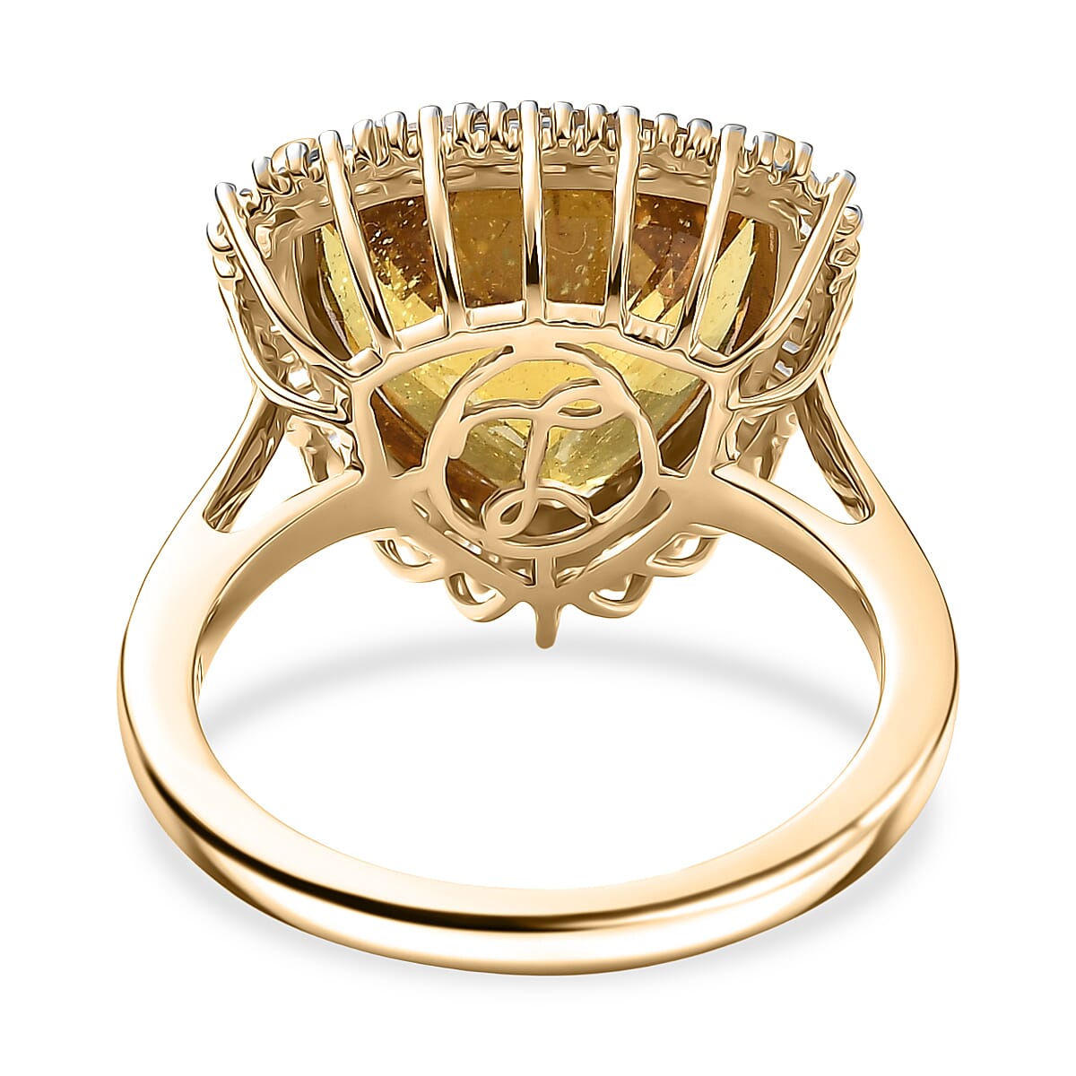 Luxoro Premium Golden Apatite and Diamond G-H I2 7.80 ctw Solar Crown Ring in 10K Yellow Gold (Size 7.0) image number 4