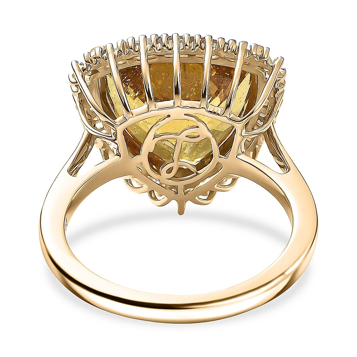 Luxoro Premium Golden Apatite and Diamond G-H I2 7.80 ctw Solar Crown Ring in 10K Yellow Gold (Size 7.5) image number 4