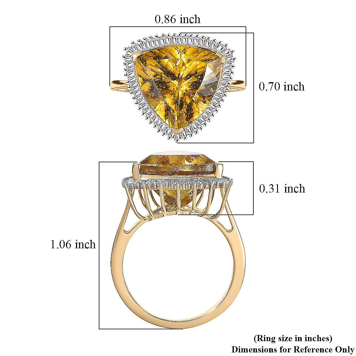 Luxoro Premium Golden Apatite and Diamond G-H I2 7.80 ctw Solar Crown Ring in 10K Yellow Gold (Size 8.5) image number 5