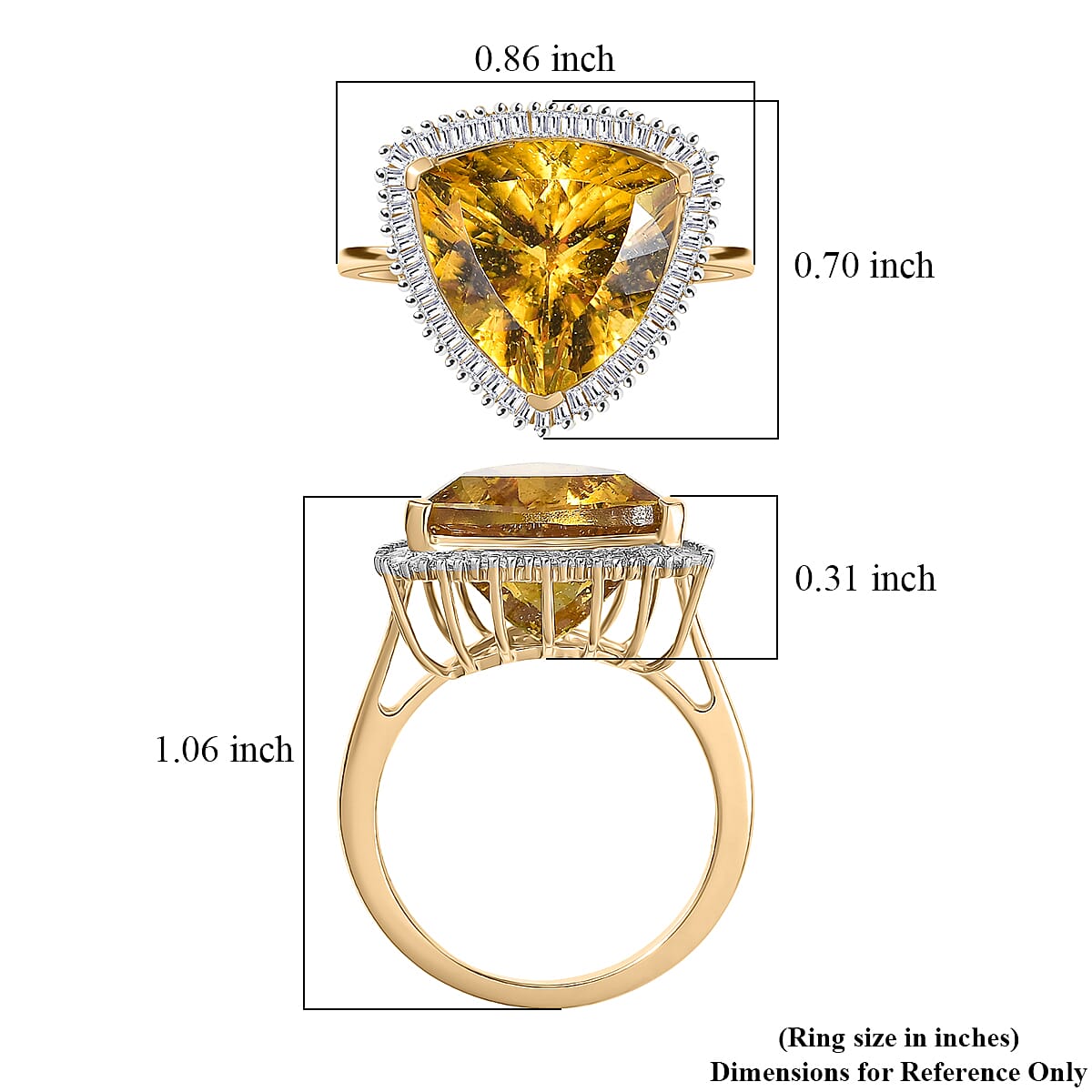 Luxoro 10K Yellow Gold Premium Golden Apatite, Diamond (G-H, I2) Ring (Size 6.0) 7.65 ctw image number 5