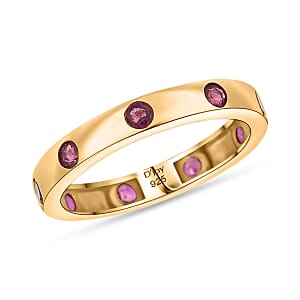 D'Joy AAA African Ruby (FF) 0.90 ctw Ring in 18K YG Plated Sterling Silver (Size 6.0)