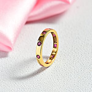 D'Joy AAA African Ruby (FF) 0.90 ctw Ring in 18K YG Plated Sterling Silver (Size 7.5)