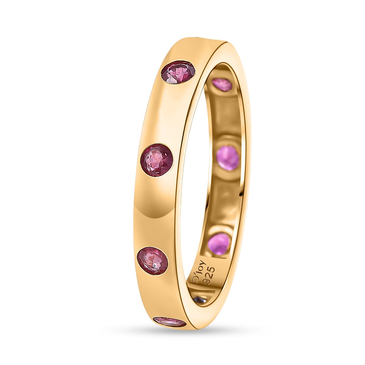 D'Joy AAA African Ruby (FF) 0.90 ctw Ring in 18K YG Plated Sterling Silver (Size 7.5)