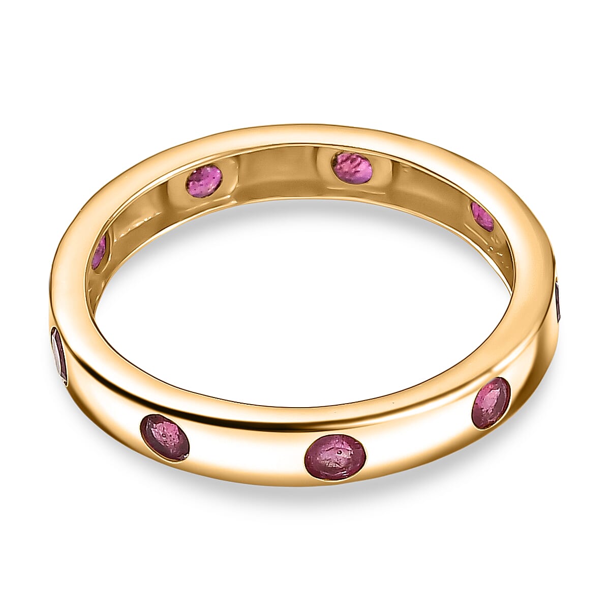 D'Joy AAA African Ruby (FF) 0.90 ctw Ring in 18K YG Plated Sterling Silver (Size 7.5)