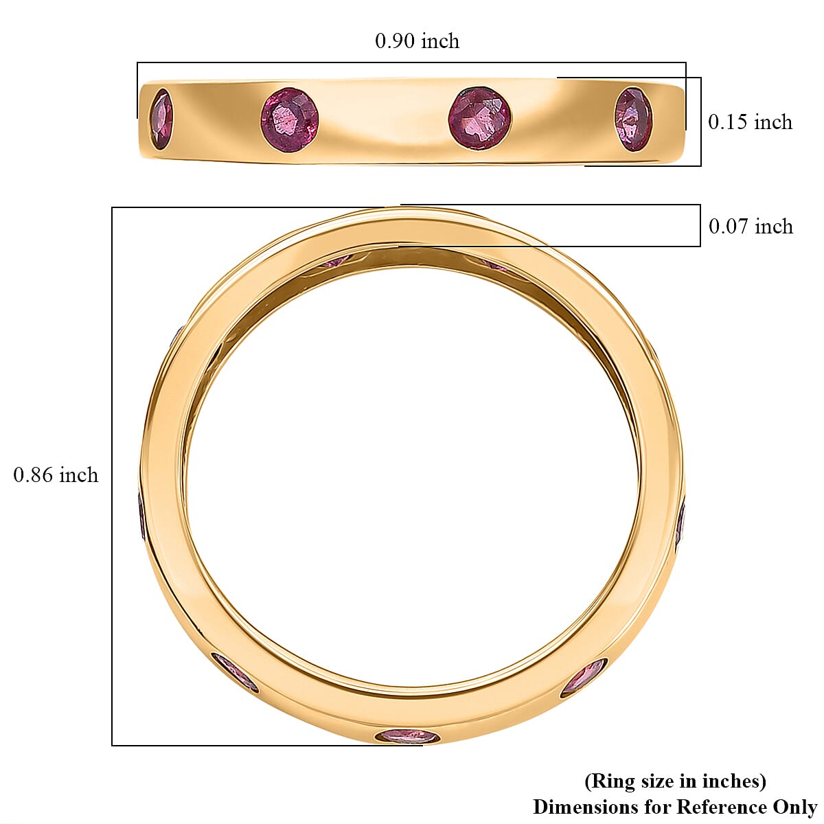 D'Joy AAA African Ruby (FF) 0.90 ctw Ring in 18K YG Plated Sterling Silver (Size 7.5) image number 5