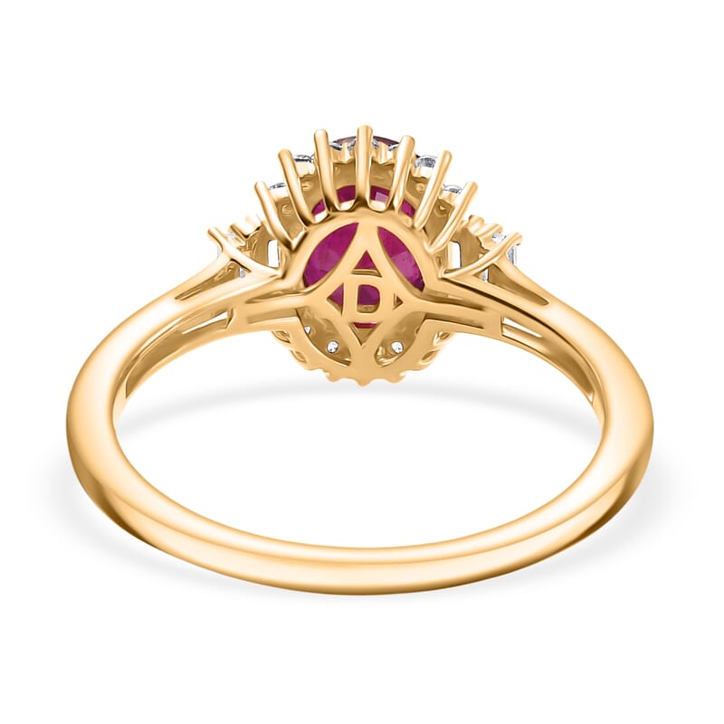 D'Joy AAA African Ruby (FF) and Multi Gemstone 3.00 ctw Ring in 18K YG Plated Sterling Silver (Size 9.5)