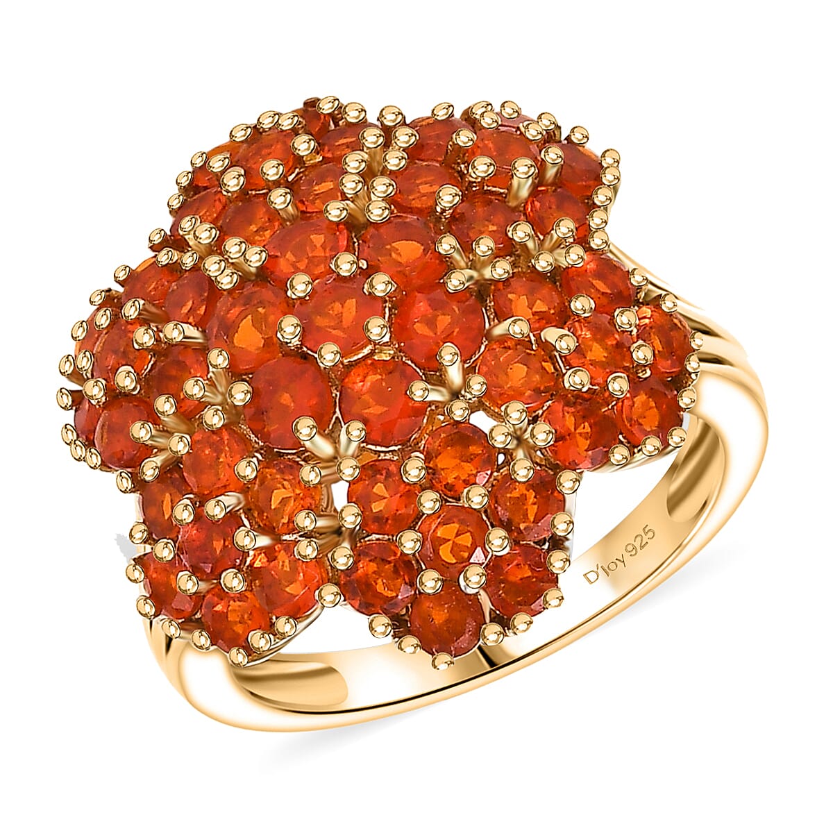 D'Joy AAA Crimson Fire Opal 1.90 ctw Ring in 18K Vermeil Yellow Gold Over Sterling Silver (Size 8.0)