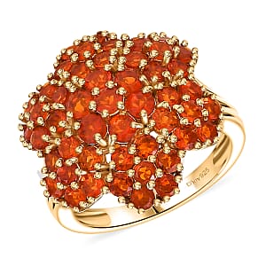 D'Joy AAA Crimson Fire Opal 1.90 ctw Ring in 18K Vermeil Yellow Gold Over Sterling Silver (Size 8.0)