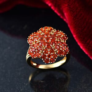 D'Joy AAA Crimson Fire Opal 1.90 ctw Ring in 18K Vermeil Yellow Gold Over Sterling Silver (Size 8.0)