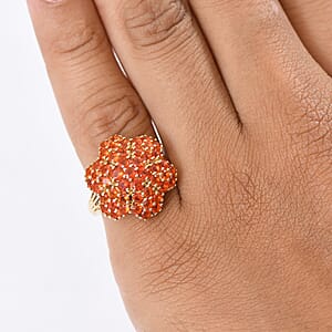 D'Joy AAA Crimson Fire Opal 1.90 ctw Ring in 18K Vermeil Yellow Gold Over Sterling Silver (Size 8.0)