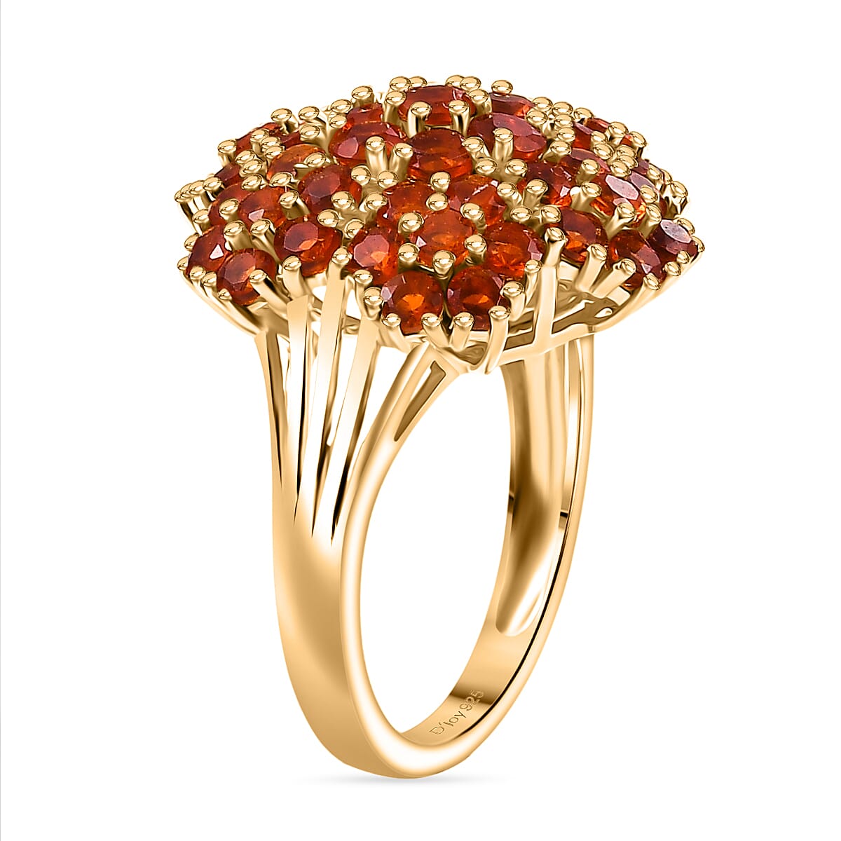 D'Joy AAA Crimson Fire Opal 1.90 ctw Ring in 18K Vermeil Yellow Gold Over Sterling Silver (Size 8.0) image number 3