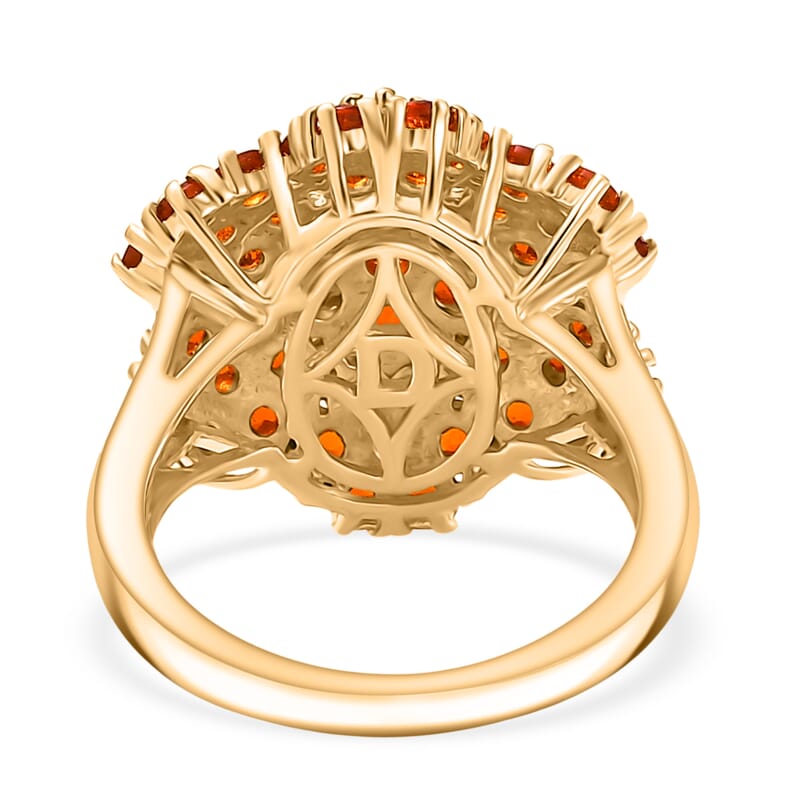 D'Joy AAA Crimson Fire Opal 1.90 ctw Ring in 18K Vermeil Yellow Gold Over Sterling Silver (Size 8.0)