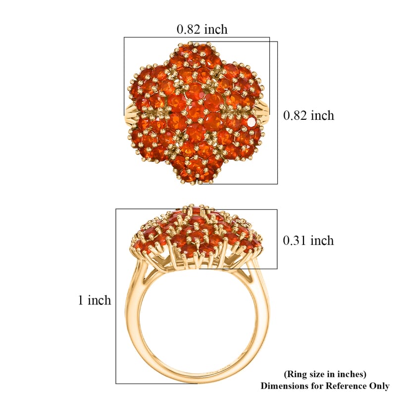 D'Joy AAA Crimson Fire Opal 1.90 ctw Ring in 18K Vermeil Yellow Gold Over Sterling Silver (Size 8.0)