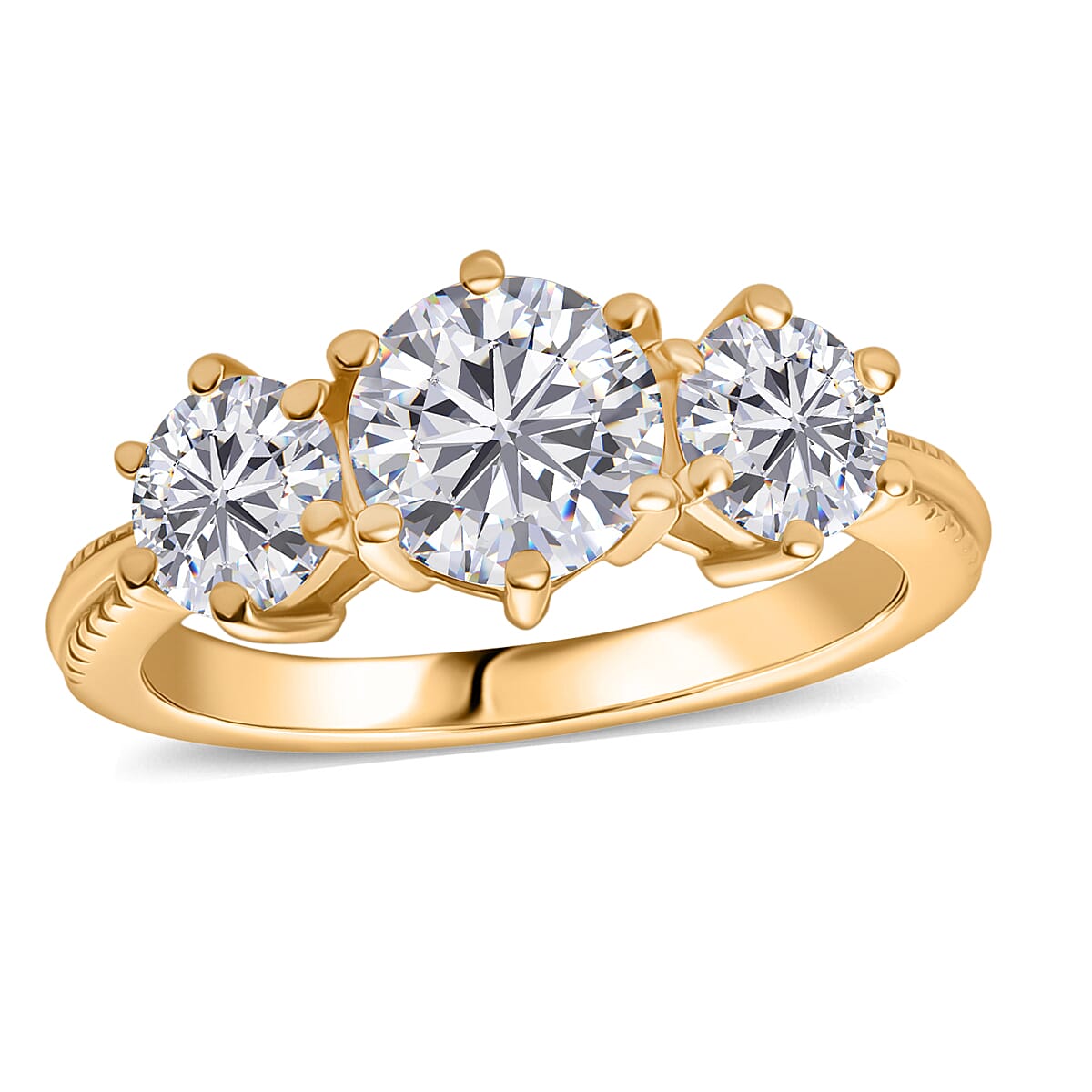 D'Joy Moissanite 1.80 ctw Ring in 14K Yellow Gold Over Sterling Silver (Size 6.0)