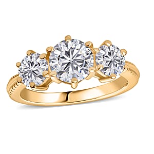 D'Joy Moissanite (Rnd 6.5mm) Ring in 14K YG Over Sterling Silver (Size 6.0) 1.80 ctw