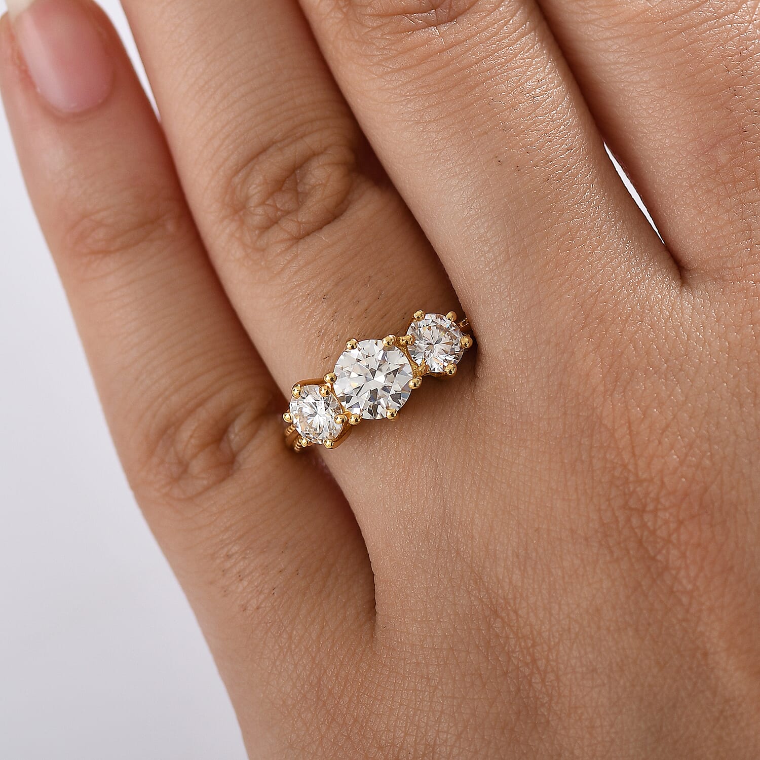 D'Joy Moissanite 1.80 ctw Ring in 14K Yellow Gold Over Sterling Silver (Size 6.0)