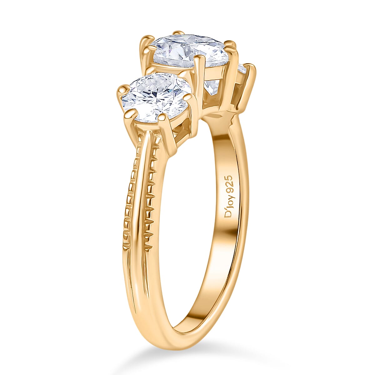 D'Joy Moissanite 1.80 ctw Ring in 14K Yellow Gold Over Sterling Silver (Size 6.0) image number 3