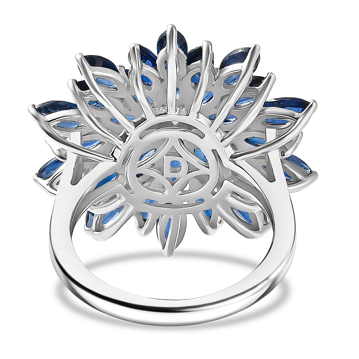 D'Joy Premium Kashmir Kyanite and White Zircon 7.35 ctw Ring in Rhodium Over Sterling Silver (Size 10.0)