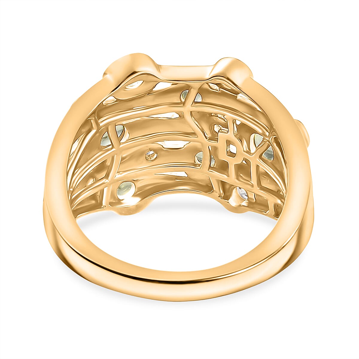 D'Joy Premium Hebei Peridot and White Zircon 1.50 ctw Ring in 18K YG Plated Sterling Silver (Size 7.0) image number 4