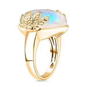 Rainbow Moonstone 20.25 ctw Ring in 18K Vermeil Yellow Gold Over Sterling Silver 20.00 (Size 8.0)