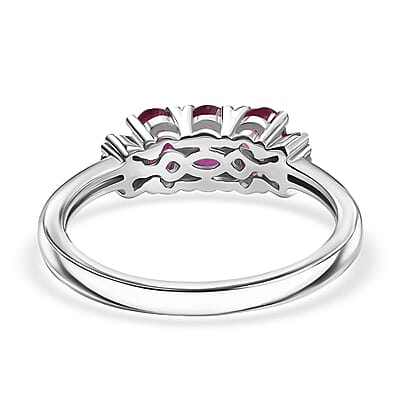D'Joy AAA African Ruby and Diamond 1.00 ctw Ring in Rhodium Over Sterling Silve (Size 9.5)