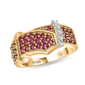 GP Orissa Rhodolite Garnet and Multi Gemstone 1.40 ctw Ring in 18K Vermeil Yellow Gold Over Sterling Silver (Size 8.0)